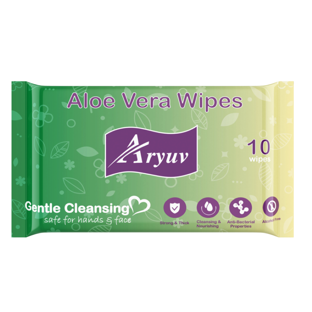 ARYUV SINGLE PACK WET TISSUES 10S ALOE VERA 